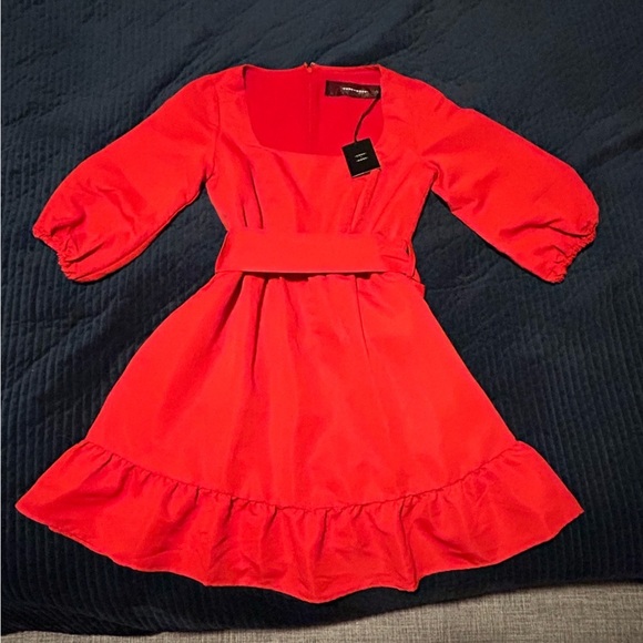 Code Mode Red Ruffle Mini Dress | Size: Small - Picture 3 of 7